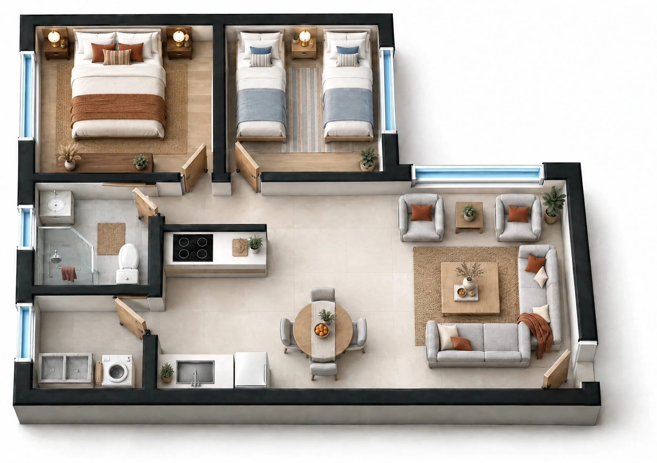 Condominio Lucerna, model 2 bedrooms — render 1